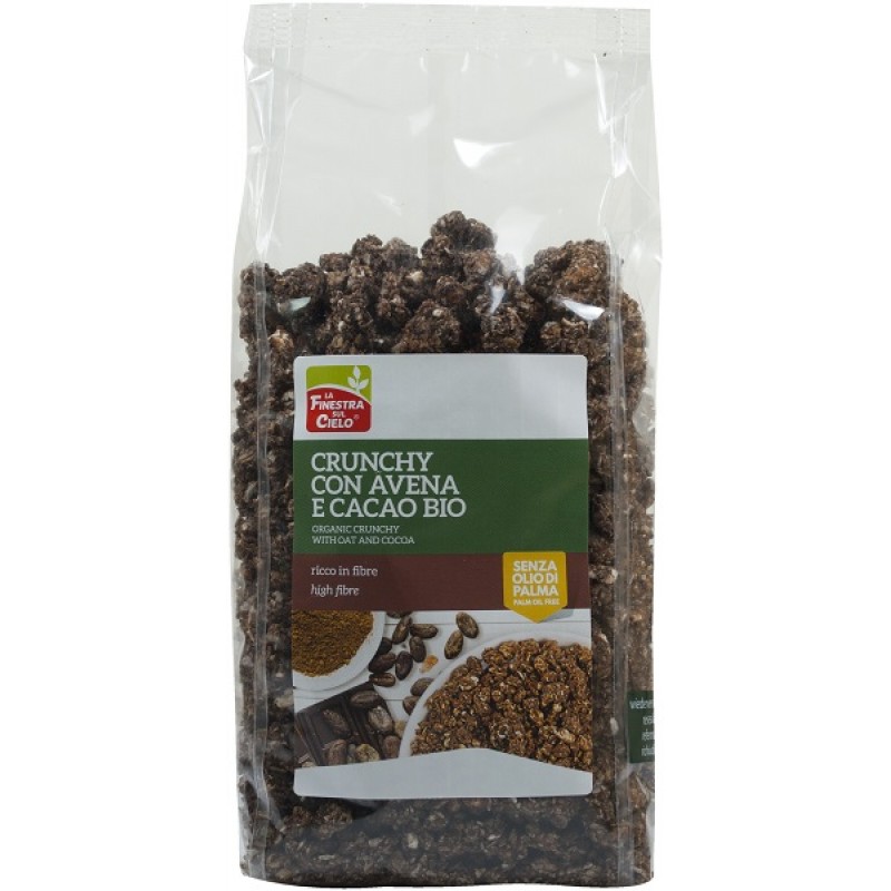 FSC CRUNCHY CON AVENA E CACAO BIO AD ALTO CONTENUTO DI FIBRE CON OLIO DI GIRASOLE SENZA OLIO DI PALMA 375 G