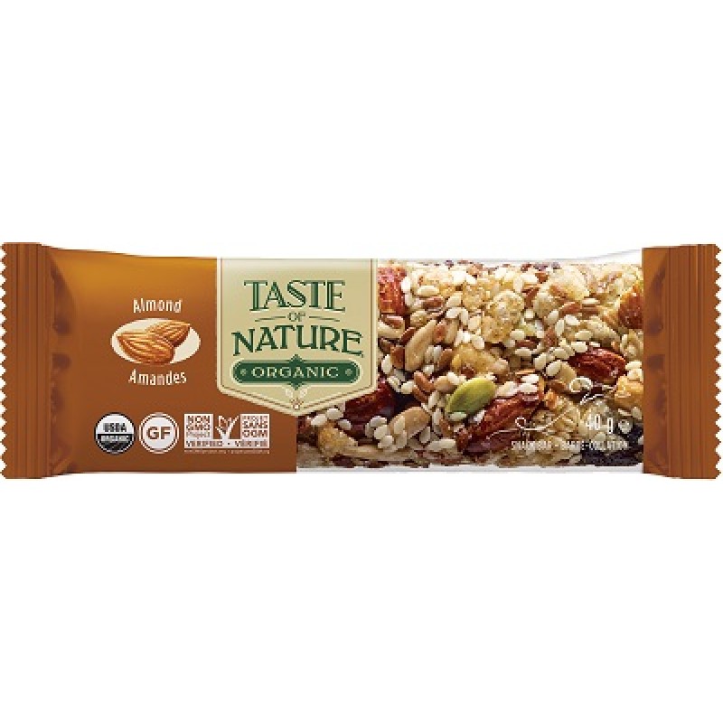 TASTE OF NATURE BARRETTA ALLE MANDORLE BIO VEGAN AD ALTO CONTENUTO DI FIBRA 40 G