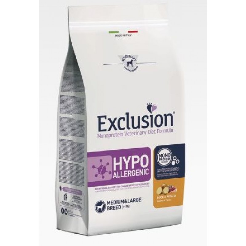 EXCLUSION MONOPROTEIN VETERINARY DIET FORMULA DOG HYPOALLERGENIC DUCK AND POTATO MEDIUM/LARGE 2 KG DRY