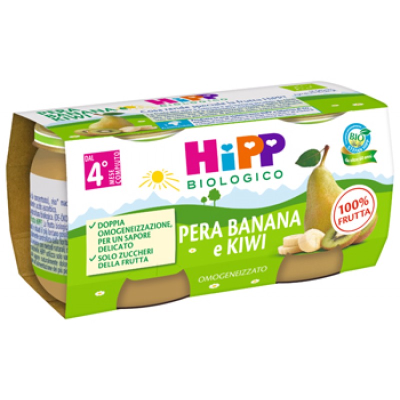 HIPP OMOGENEIZZATO KIWI BANANA E PERA 2 X 80 G