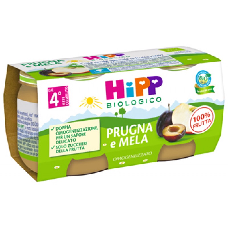 HIPP OMOGENEIZZATO PRUGNA E MELA 2 X 80 G