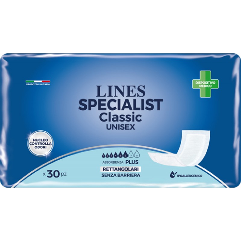 PANNOLONE RETTANGOLARE LINES SPECIALIST CLASSIC S/B 30 PEZZI