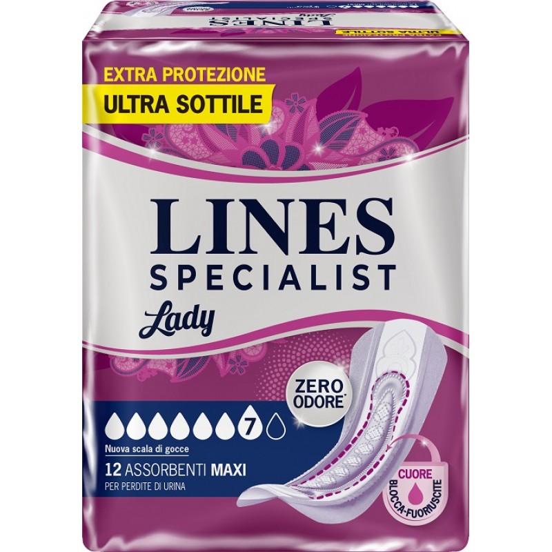 LINES SPECIALIST MAXI X 12 AUSILIO ASSORBENTE SAGOMATO UTILIZZABILE CON L'AUSILIO DI MUTANDA ELASTICIZZATA RIUTILIZZABILE