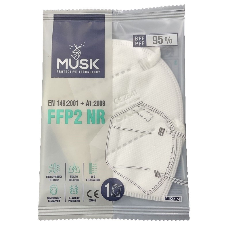 MUSK MASCHERINA FFP2 MUSK021 WHITE 1 PEZZO