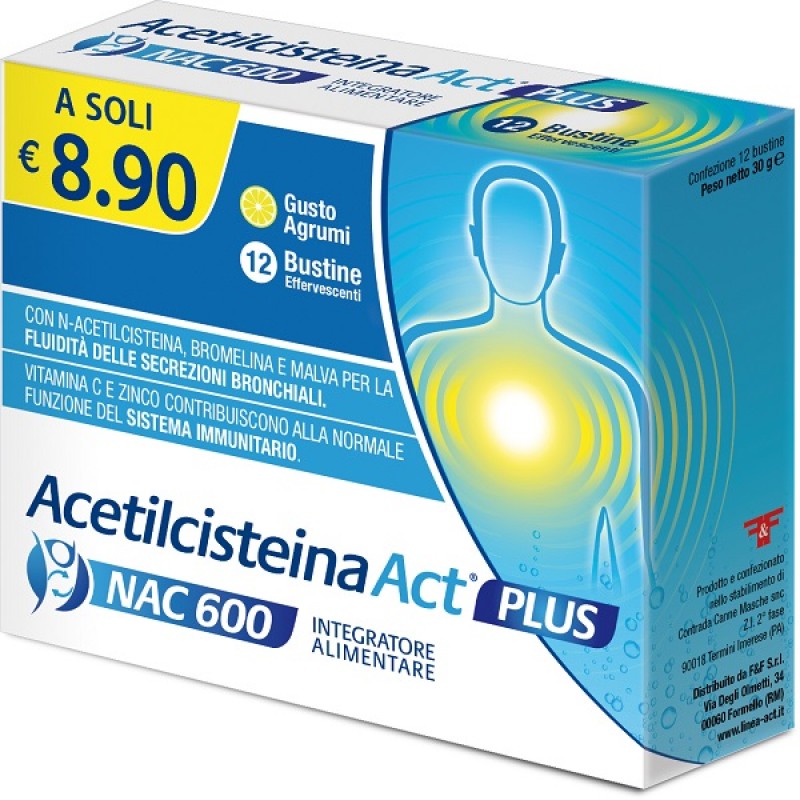 ACETILCISTEINA ACT 600 PLUS 12 BUSTINE EFFERVESCENTI AGRUMI