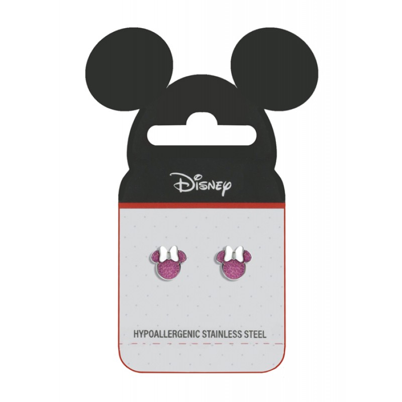 DISNEY ORECCHINO MINNIE SMALTO GLITTER ROSA TAGLIO PREZZO