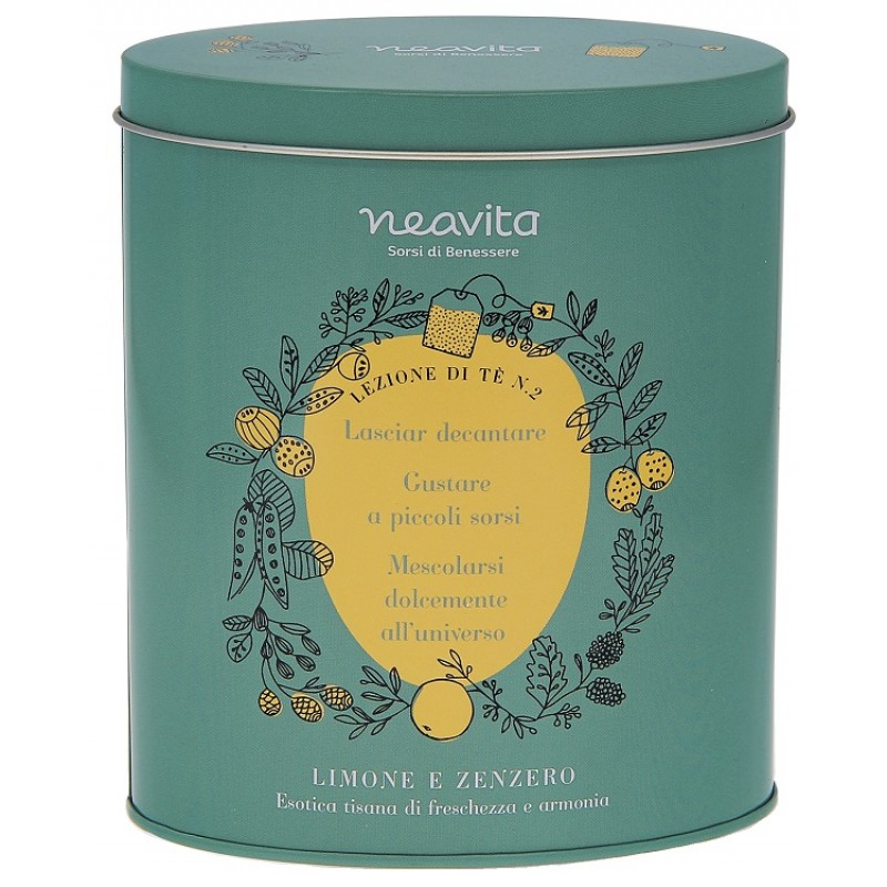 NEAVITA OVAL TIN LEZIONI DI TE' VERDE TISANA LIMONE ZENZERO FILTROSCRIGNO 12 X 3 G