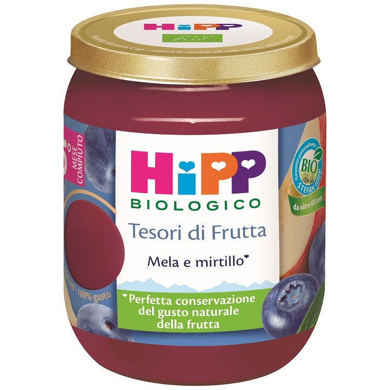 HIPP TESORI FRUTTA MELA MIRTILLO 160 G