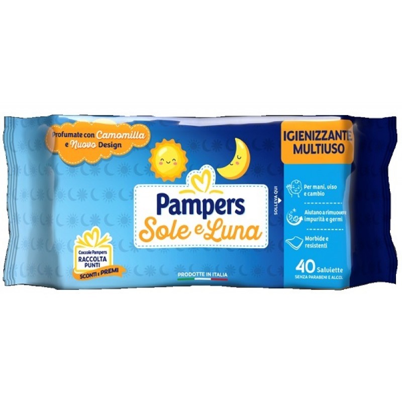 PAMPERS WIPES SOLE & LUNA 40 PEZZI