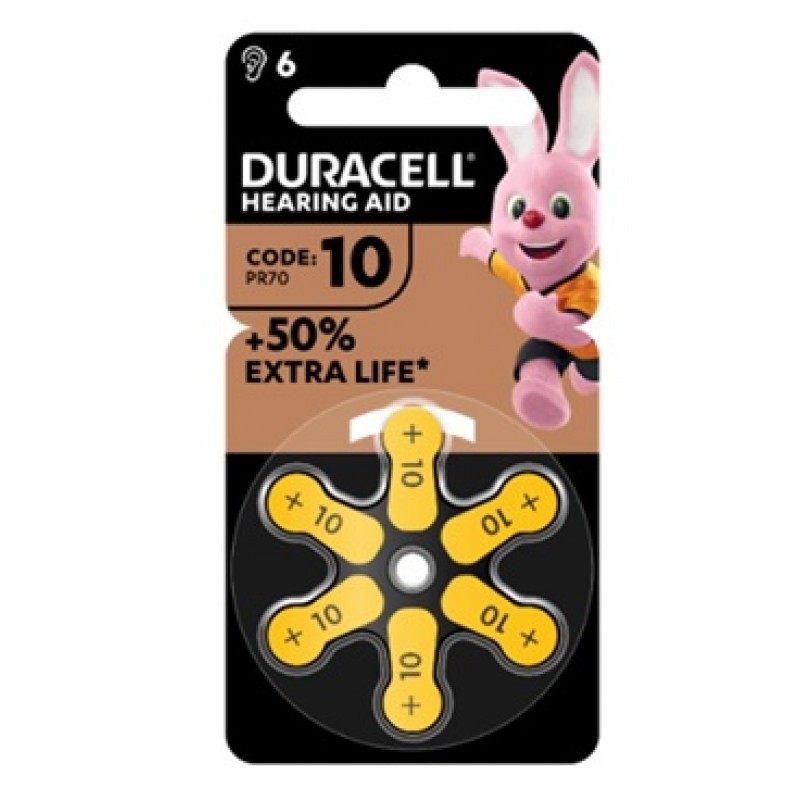 DURACELL EASY TAB 10 GIALLO BATTERIA PER APPARECCHIO ACUSTICO 6 PEZZI