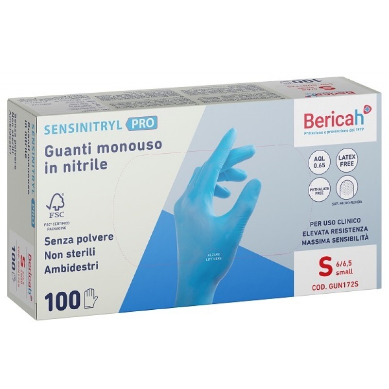 GUANTO MONOUSO SENSINITRYL PRO IN NITRILE SMALL 100 PEZZI