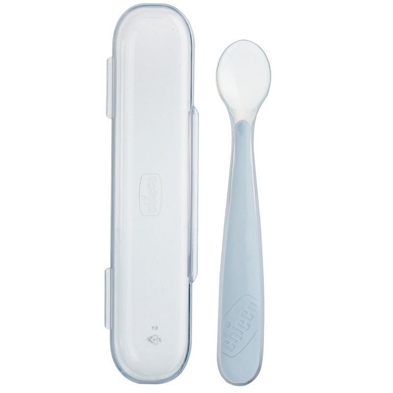 CHICCO CUCCHIAIO SILICONE CON CASE GRIGIO 6 MESI+