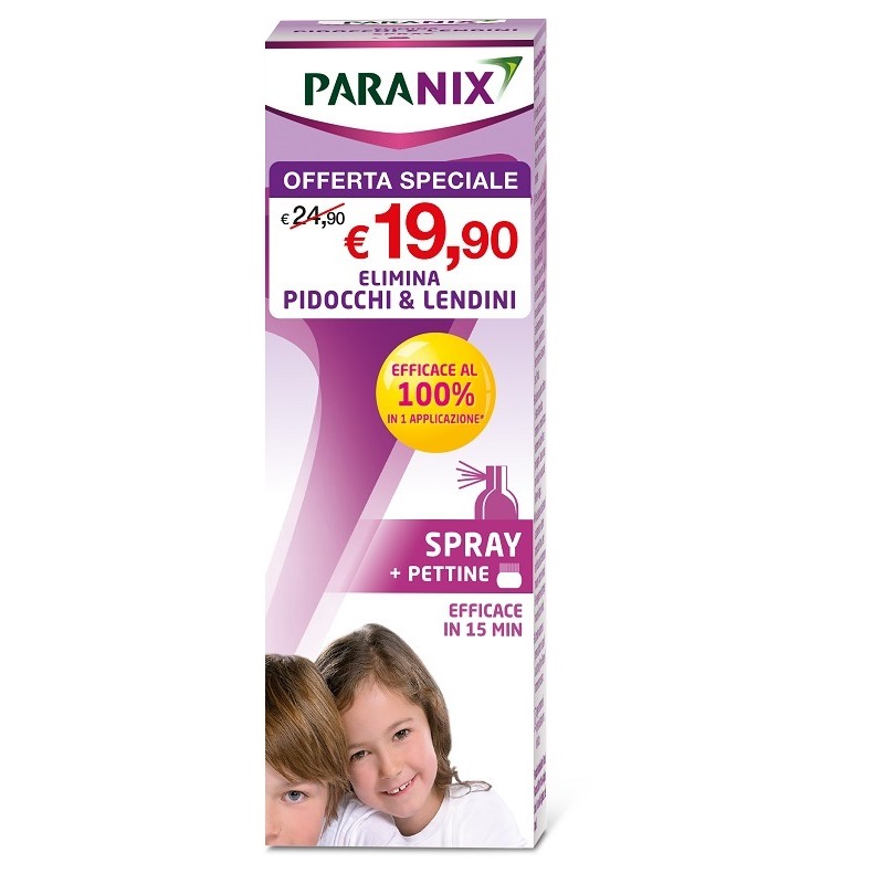 TRATTAMENTO SPRAY PIDOCCHI E LENDINI PARANIX 100 ML + PETTINE TAGLIO PREZZO