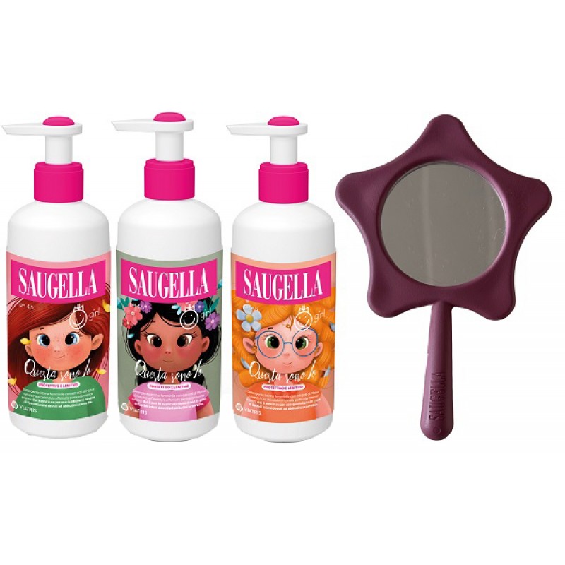 SAUGELLA BUNDLE GIRL DETERGENTE INTIMO QUESTA SONO IO PROTETTIVO LENITIVO 200 ML + GADGET SPECCHIO OMAGGIO