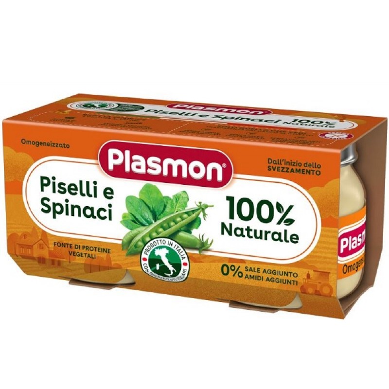 PLASMON OMOGENEIZZATO PISELLI SPINACI 2 PEZZI DA 80 G