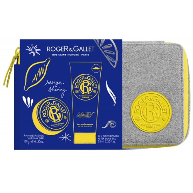 ROGER & GALLET TROUSSE NATALE UOMO KIT RASATURA 1 SHAVING BAR 100 G + 1 DOPOBARBA 75 ML