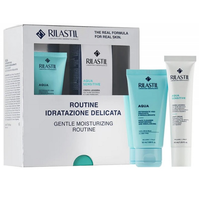 RILASTIL COFANETTO NATALE IDRATAZIONE DELICATA 1 RILASTIL AQUA DETERGENTE 50 ML + 1 RILASTIL AQUA SENSITIVE CREMA LEGGERA 40 ML