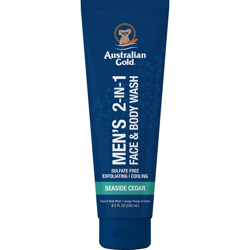 AUSTRALIAN GOLD MEN'S SEASIDE CEDAR 2IN1 FACE & BODY WASH 250 ML