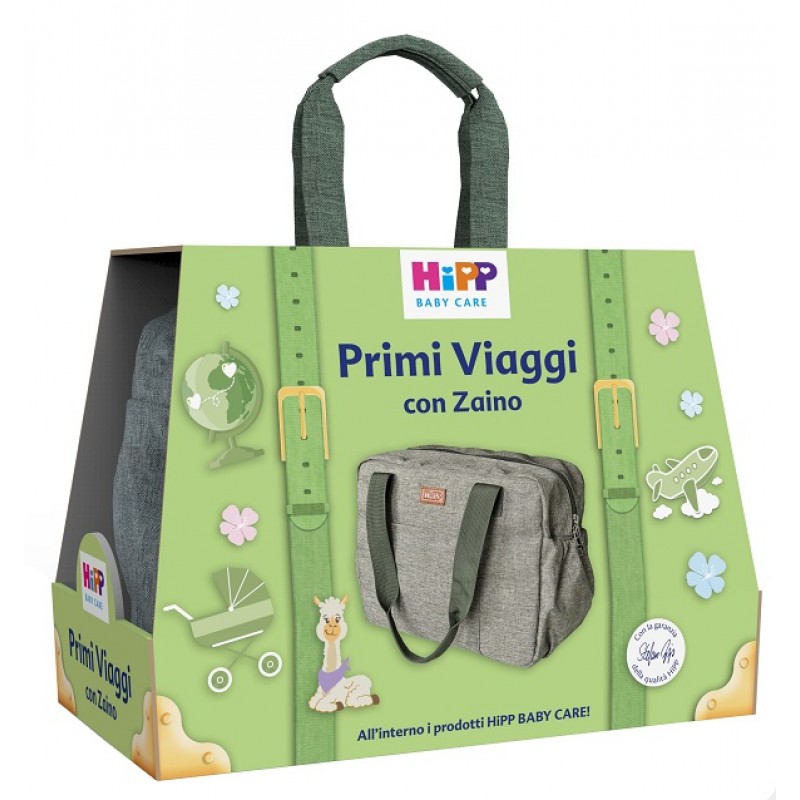 HIPP COFANETTO PRIMI VIAGGI LATTE IDRATANTE 350 ML + SHAMPOO DELICATO 200 ML + SALVIETTINE DELICATE&NUTRIENTI 48 PEZZI + BAGNO DELICATO 350 ML + ZAINO HIPP