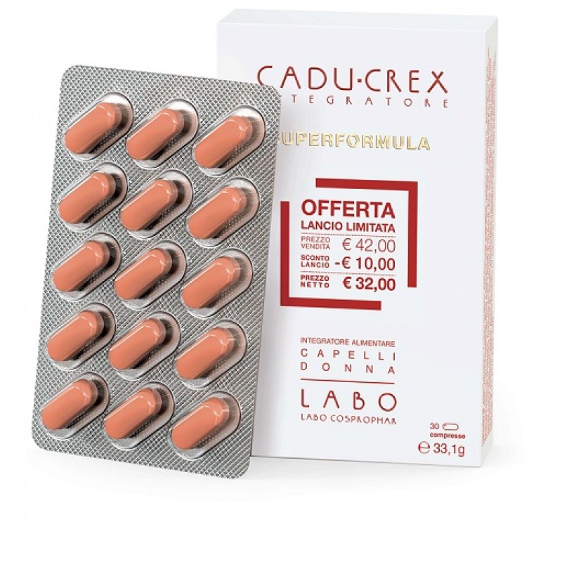 CADU-CREX SUPERFORMULA INTEGRATORE CAPELLI DONNA 30 COMPRESSE 30 G