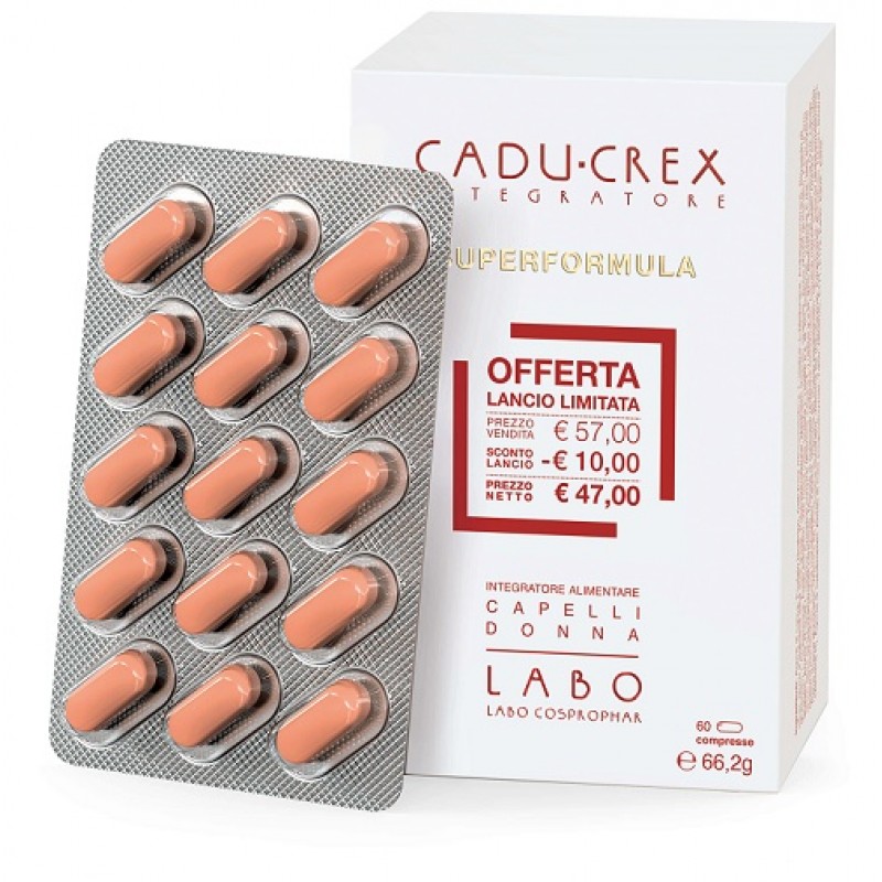 CADU-CREX SUPERFORMULA INTEGRATORE CAPELLI DONNA 60 COMPRESSE 60 G
